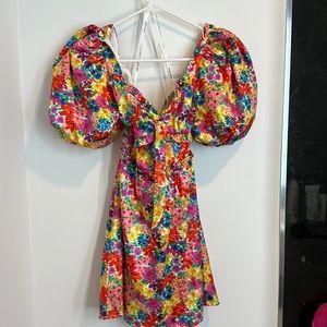 For Love & Lemons Merrill Puff Sleeve Mini Dress, Size XS